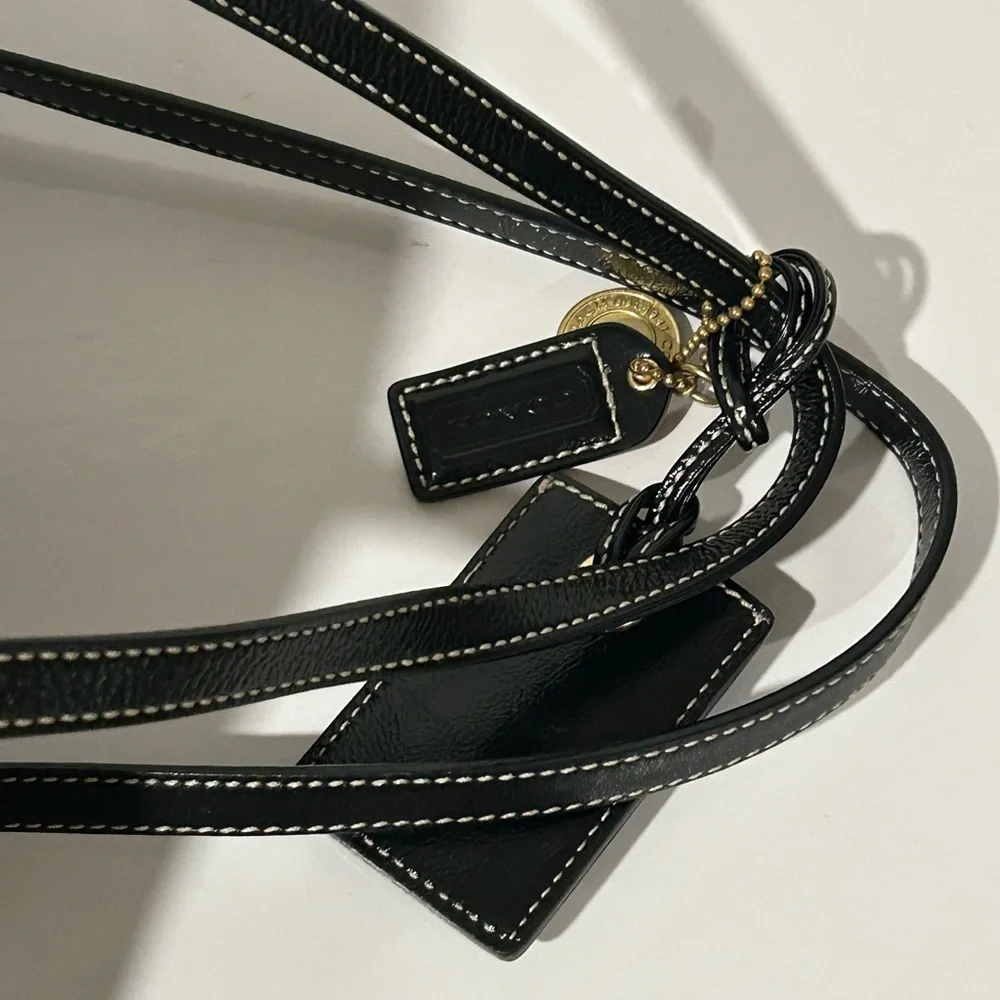 Coach Signature Black Gray Canvas Leather structured logo Shoulder Bag - Picture 13 of 16